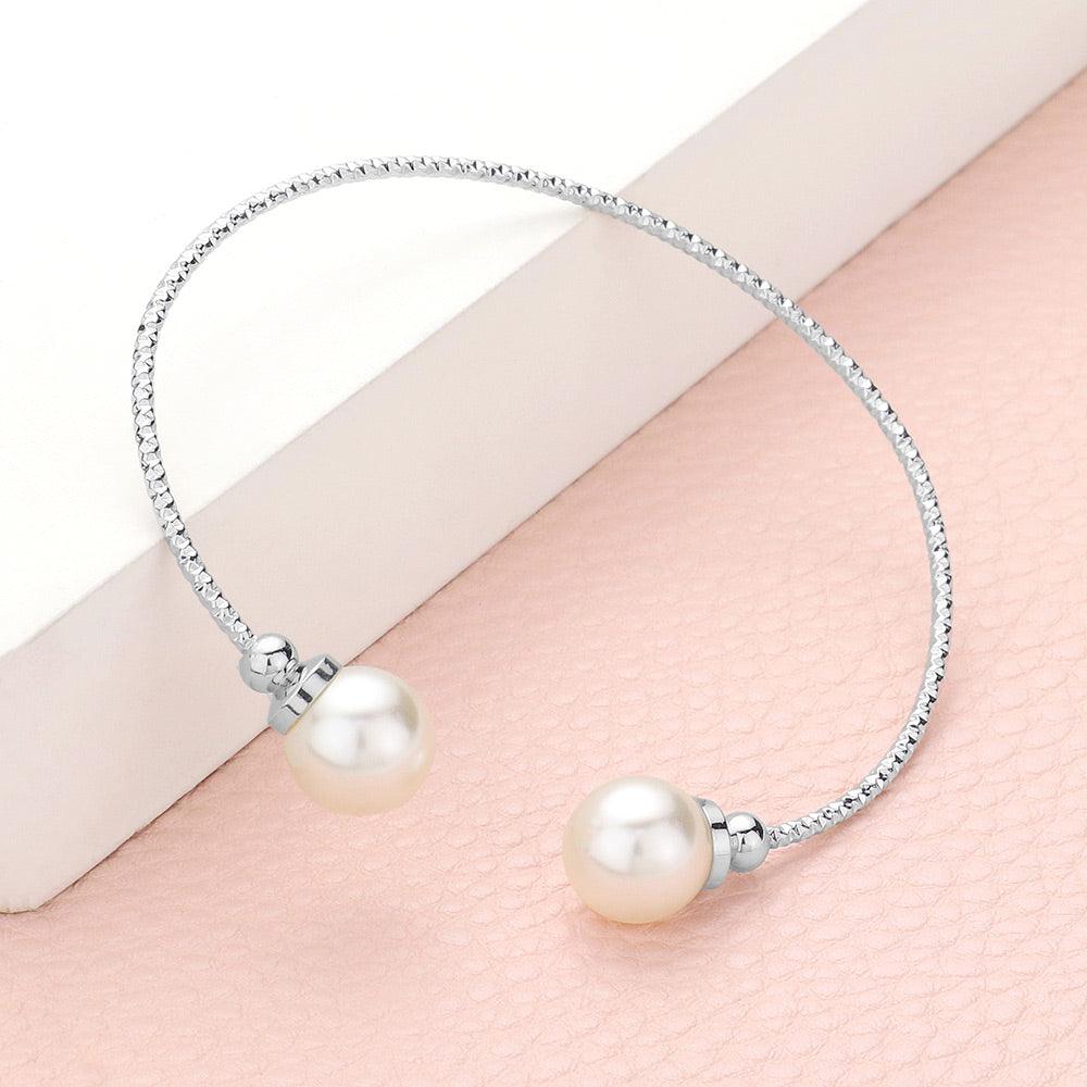 Cream Pearl Tip Cuff Bracelet