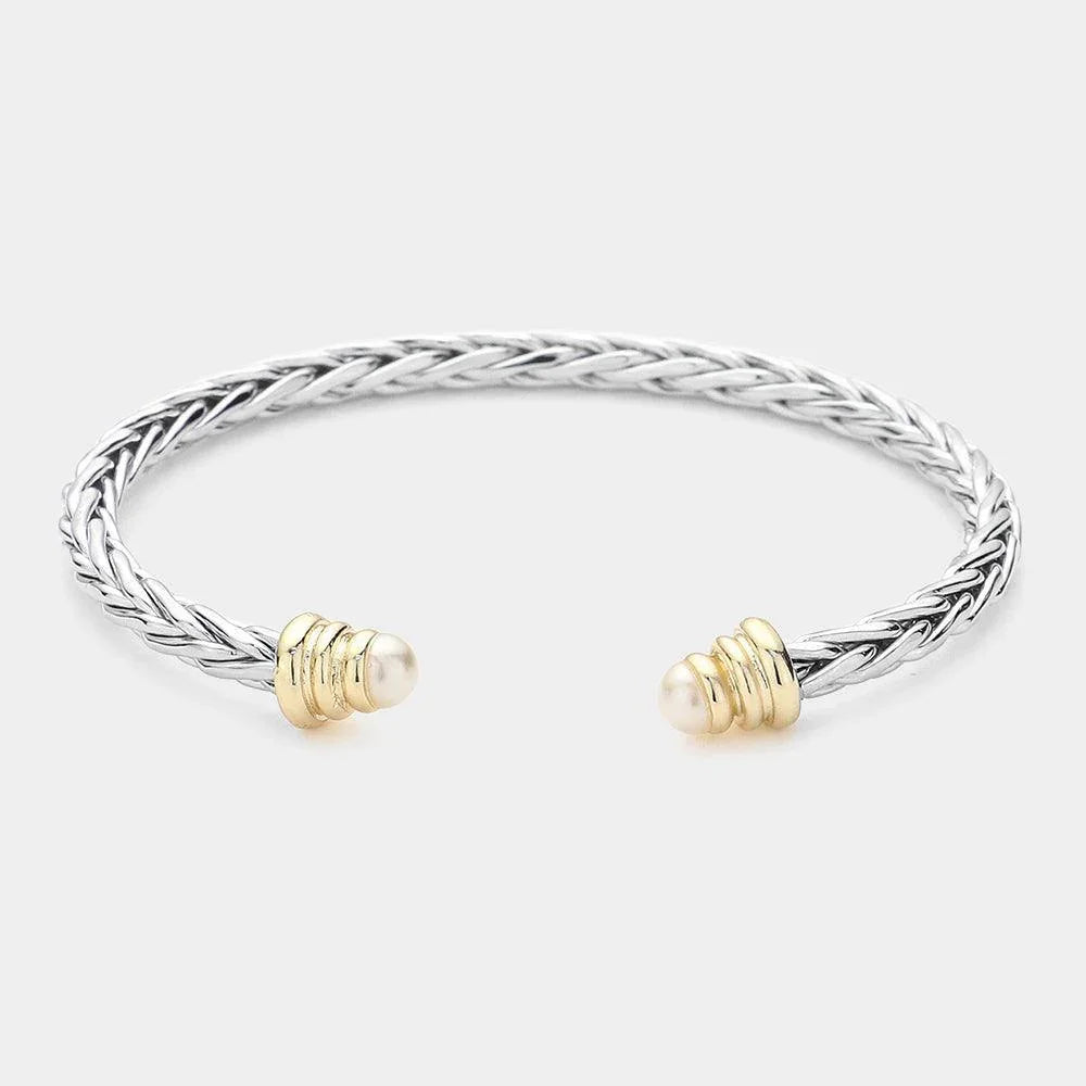 Cream Pearl Tip Cuff Bracelet - Jewelry Store by Erik Rayo