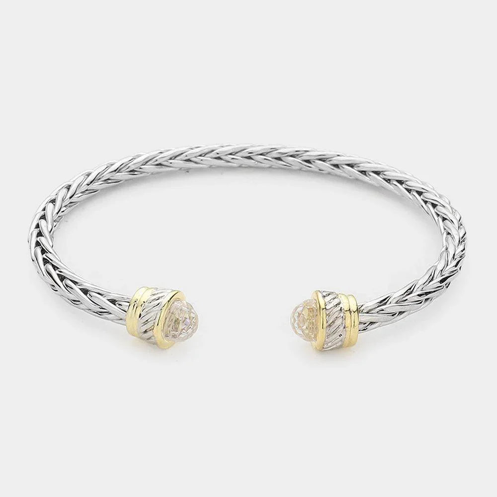 Clear CZ Tip Metal Cuff Bracelet - Jewelry Store by Erik Rayo