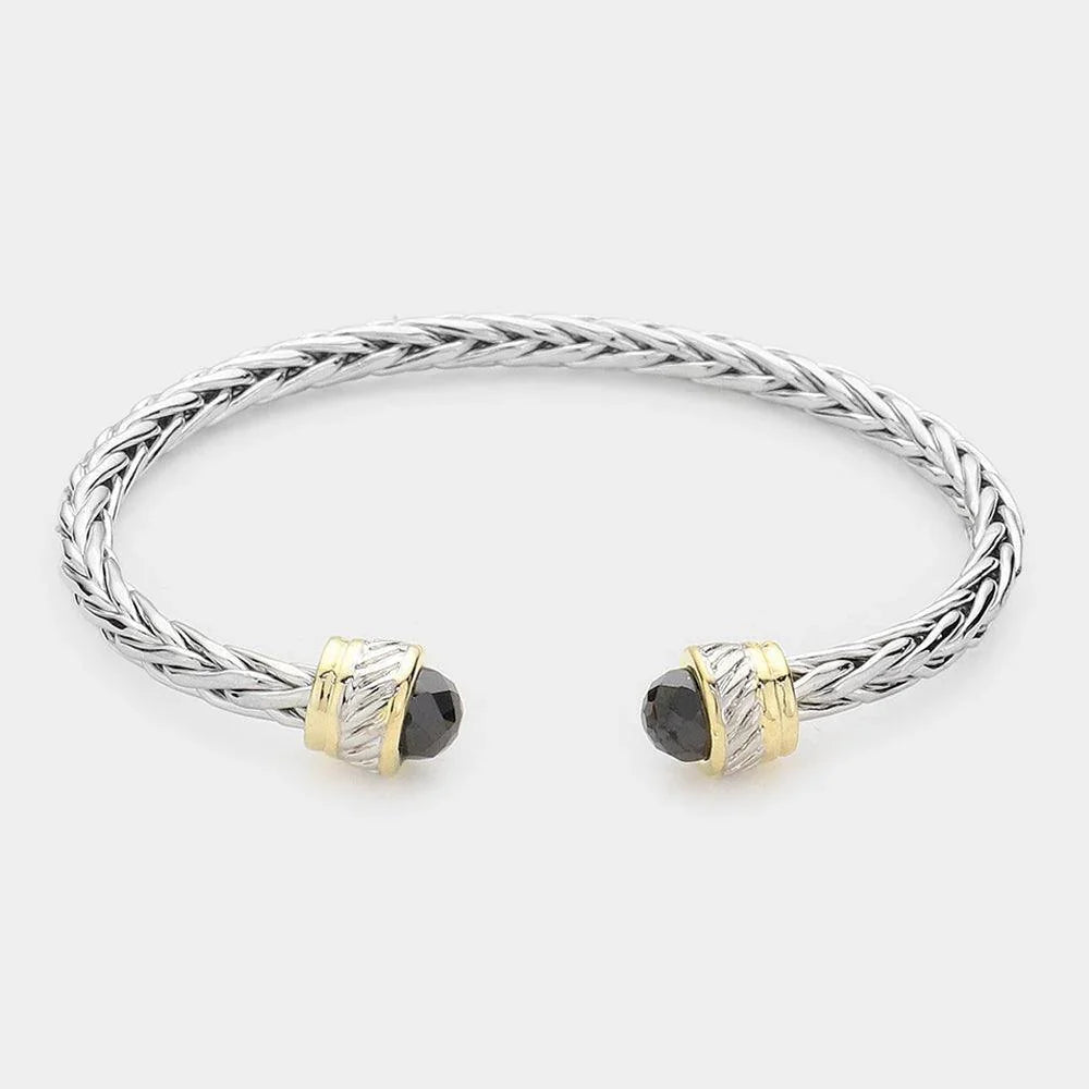Black CZ Tip Metal Cuff Bracelet - Jewelry Store by Erik Rayo