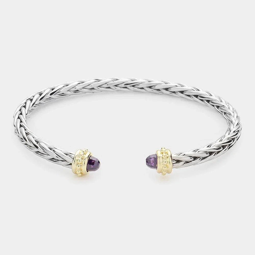 Amethyst CZ Tip Cuff Bracelet - Jewelry Store by Erik Rayo
