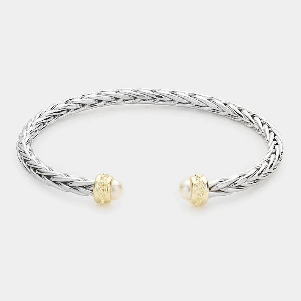 Cream Pearl Tip Cuff Bracelet - Jewelry Store by Erik Rayo