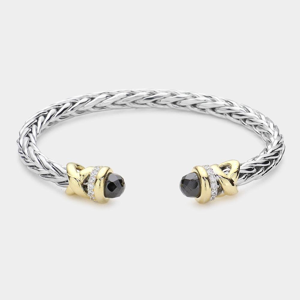 Black CZ Tip Metal Cuff Bracelet - Jewelry Store by Erik Rayo