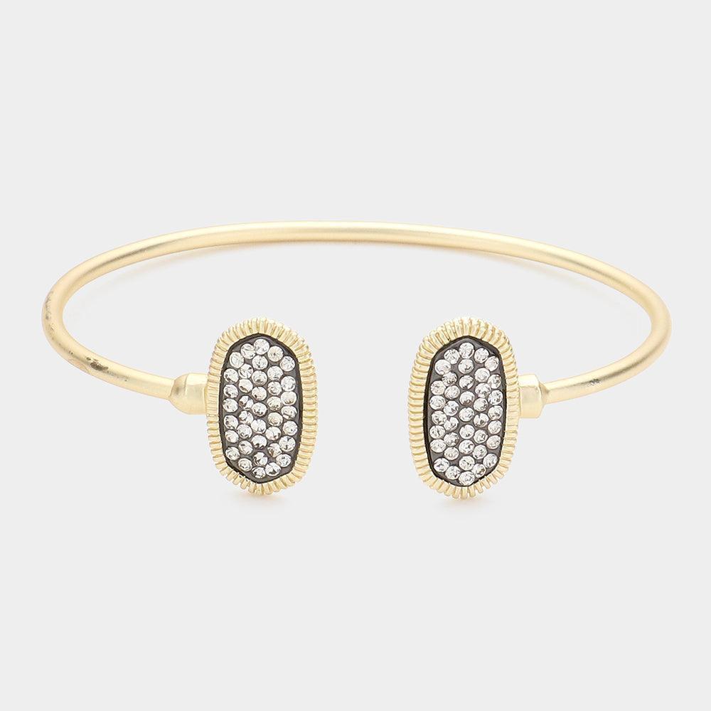 Two Tone Rhinestone Embellished Hexagon Tip Cuff Bracelet - Jewelry Store by Erik Rayo