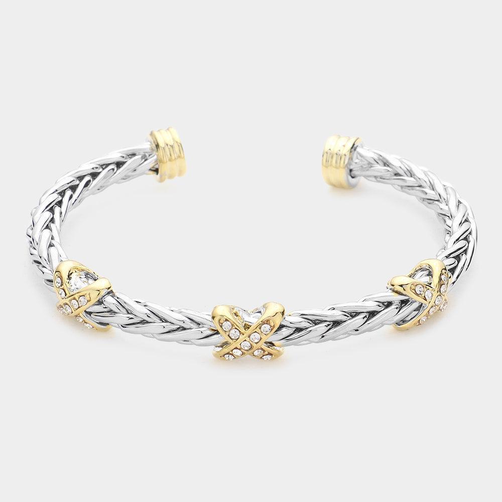 CZ Stone Paved Crisscross Cuff Bracelet - Jewelry Store by Erik Rayo