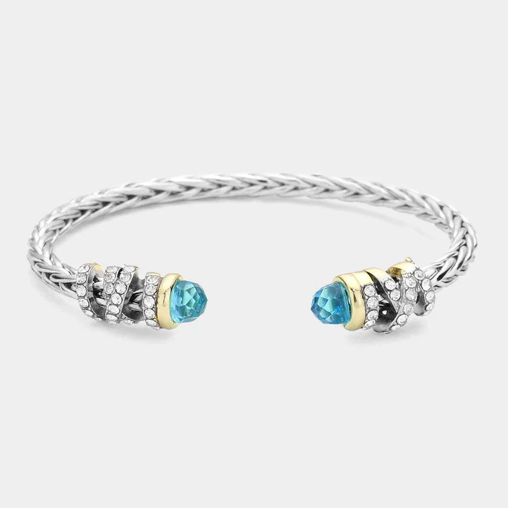 Blue CZ Stone Tip Cuff Bracelet - Jewelry Store by Erik Rayo