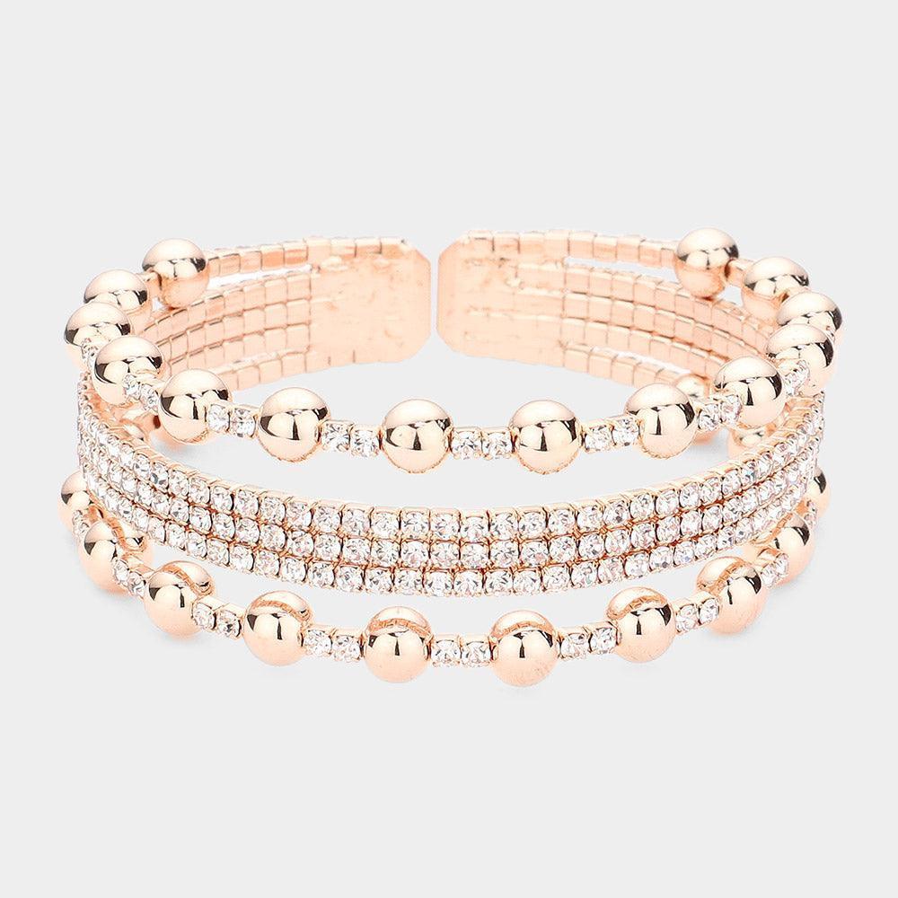 Rose Gold Bubble Split Rhinestone Cuff Evening Bracelet - Jewelry Store by Erik Rayo