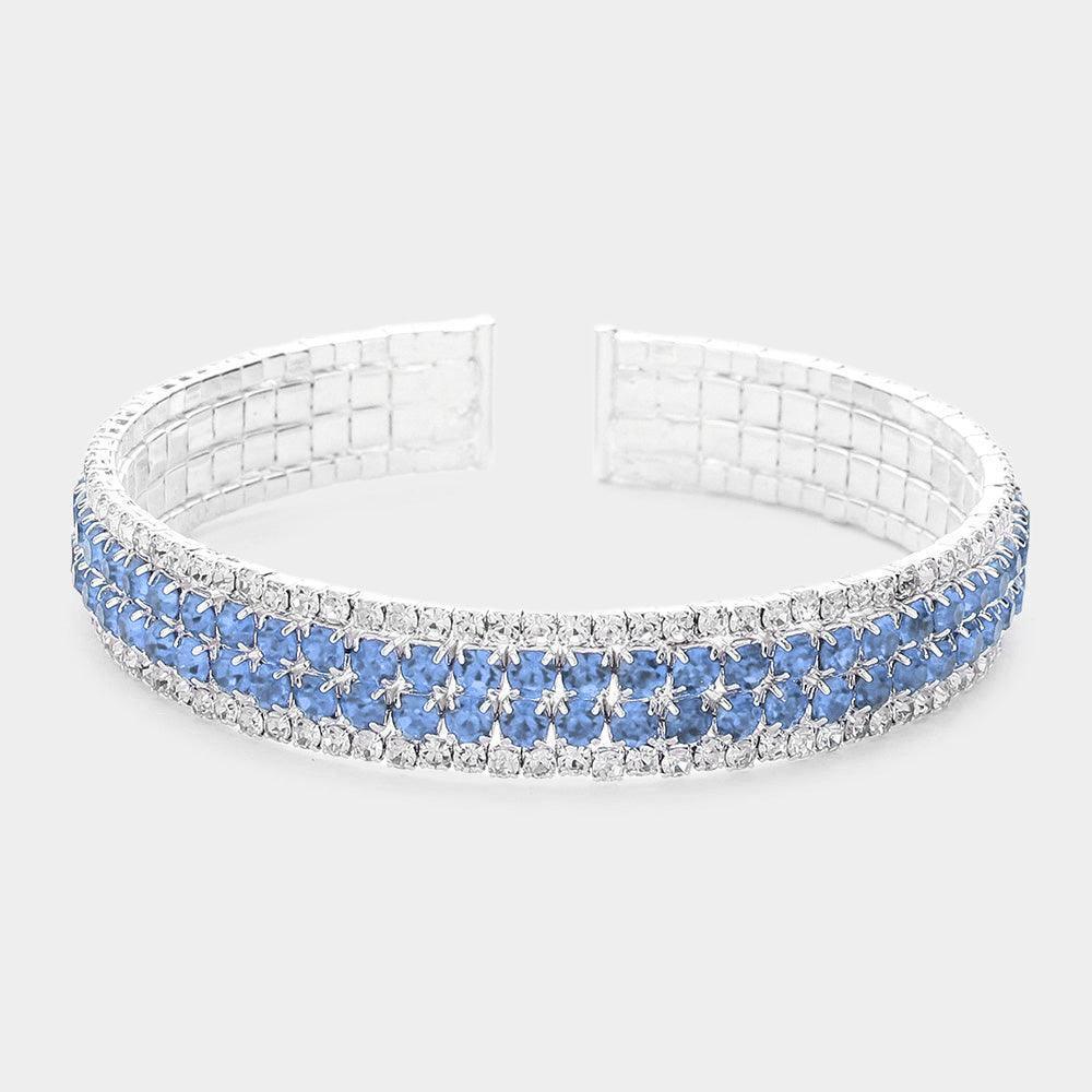 Silver Rhinestone Pave Cuff Evening Bracelet - Jewelry Store by Erik Rayo