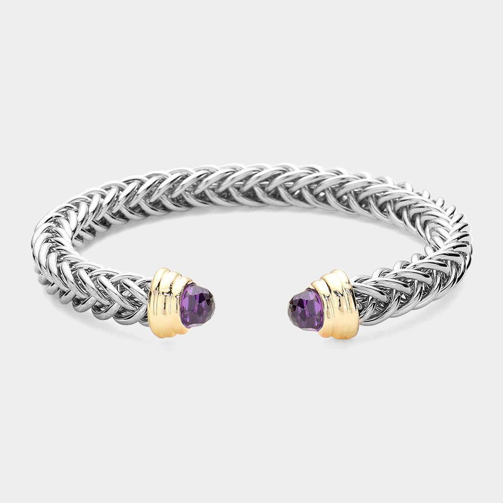 Amethyst Stone Tip Cuff Bracelet - Jewelry Store by Erik Rayo