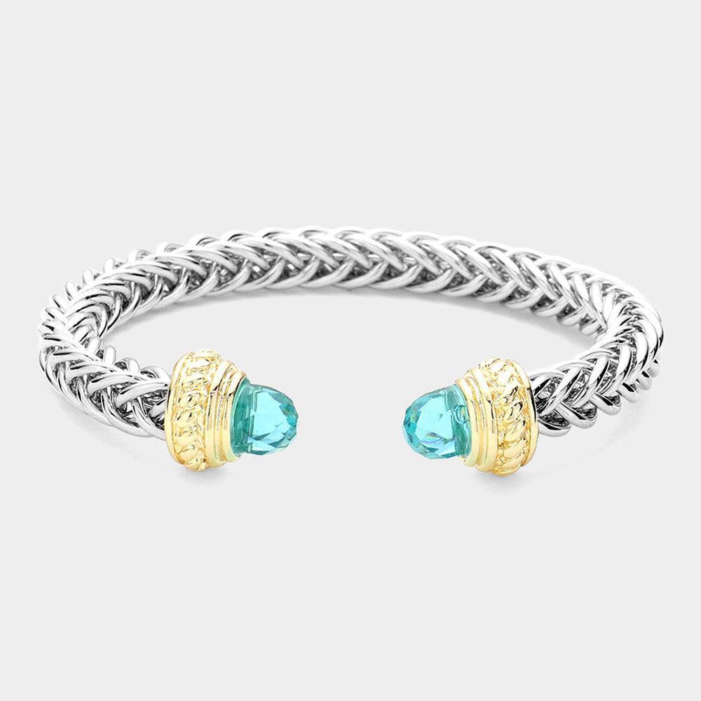Blue CZ Stone Tip Cuff Bracelet - Jewelry Store by Erik Rayo