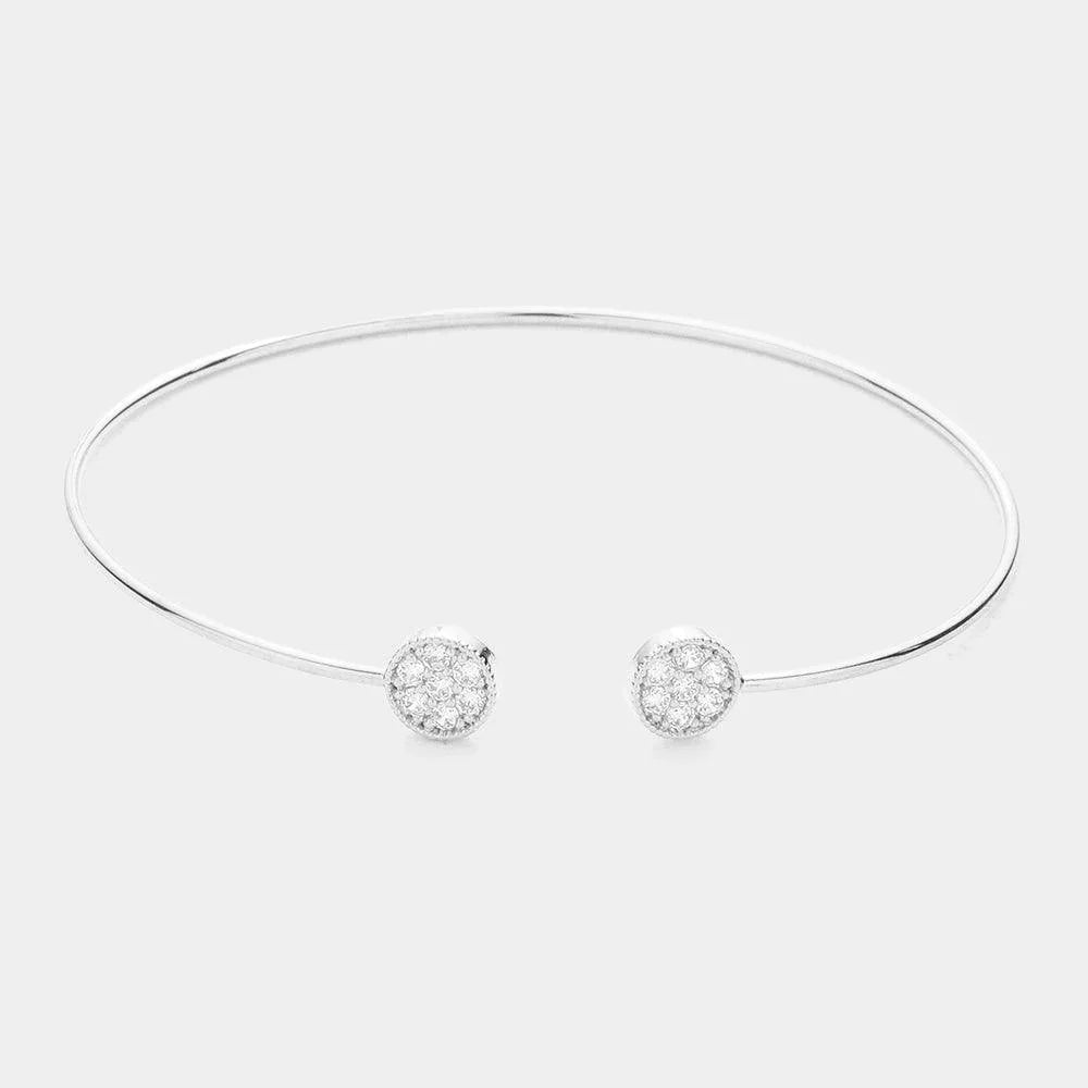 Brass Metal CZ Embellished Round Tip Cuff Bracelet - Jewelry Store by Erik Rayo