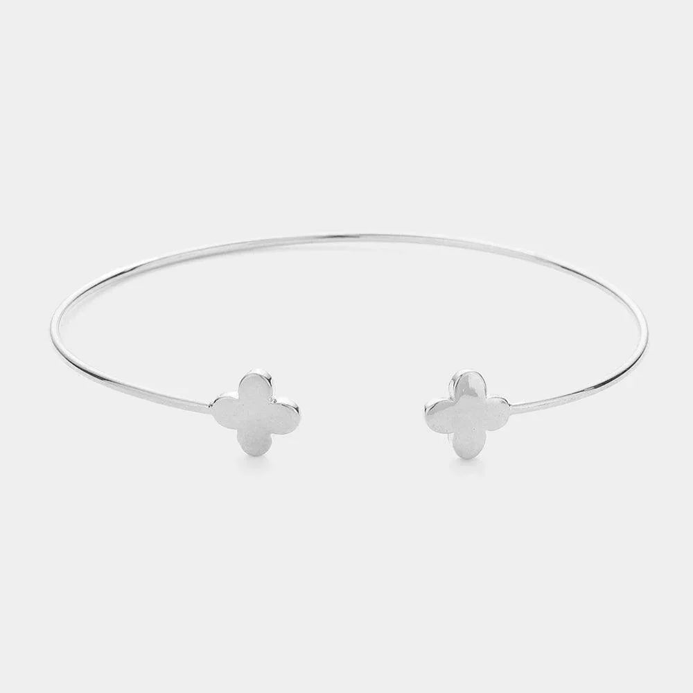 Brass Metal Quatrefoil Tip Cuff Bracelet - Jewelry Store by Erik Rayo