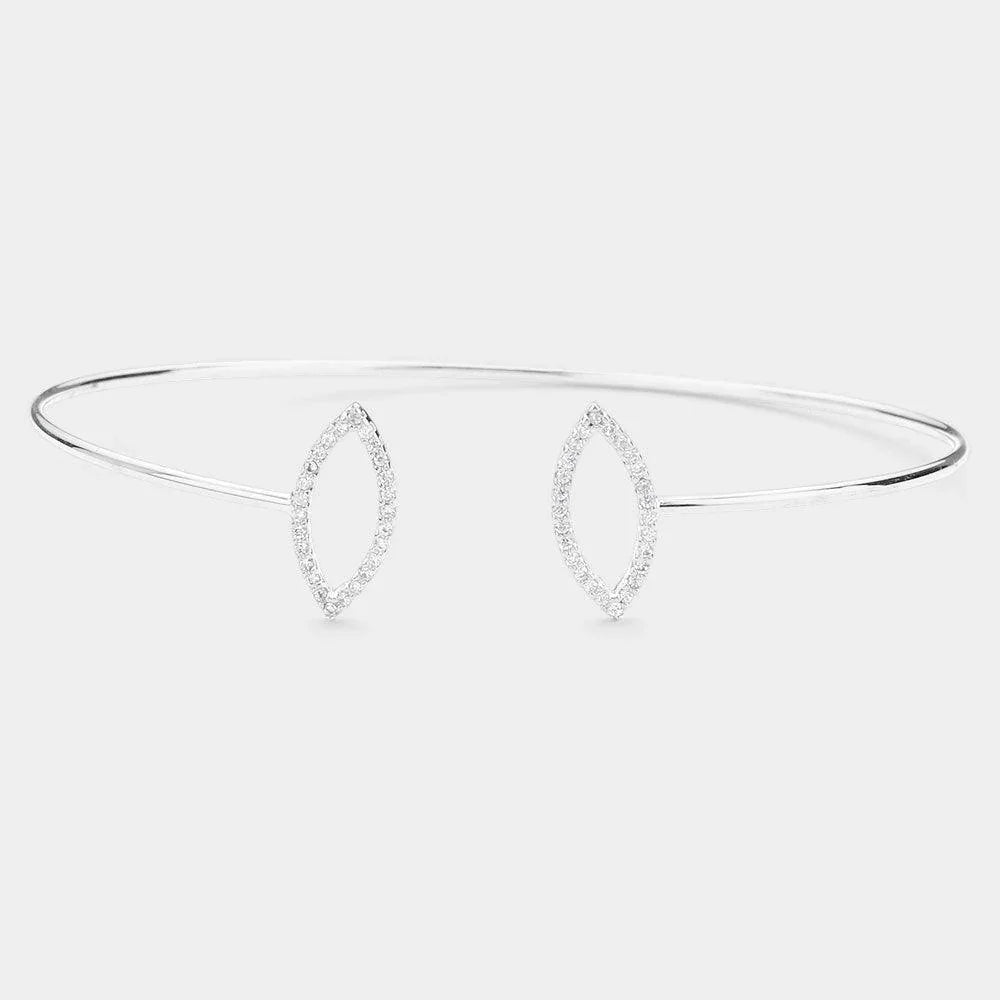 Brass Metal CZ Open Marquise Shaped Tip Cuff Bracelet - Jewelry Store by Erik Rayo