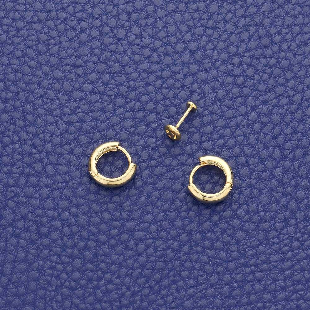 14K Gold Dipped Metal Smile Huggie Hoop 3PCS Ear Piercings - Jewelry Store by Erik Rayo