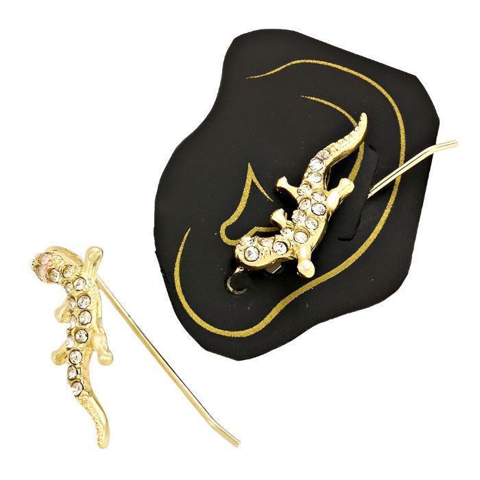 Gold Lizard Pave Ear Climber Earrings - Jewelry Store by Erik Rayo