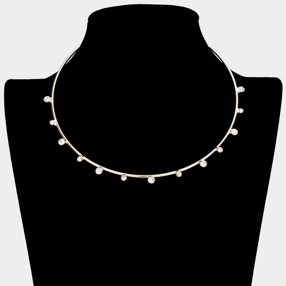 Gold Stone Pointed Choker Necklace