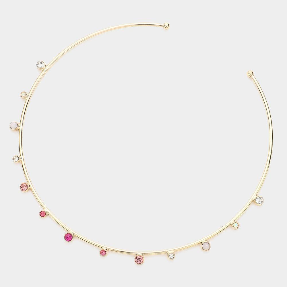 Pink Stone Pointed Choker Necklace - Jewelry Store by Erik Rayo