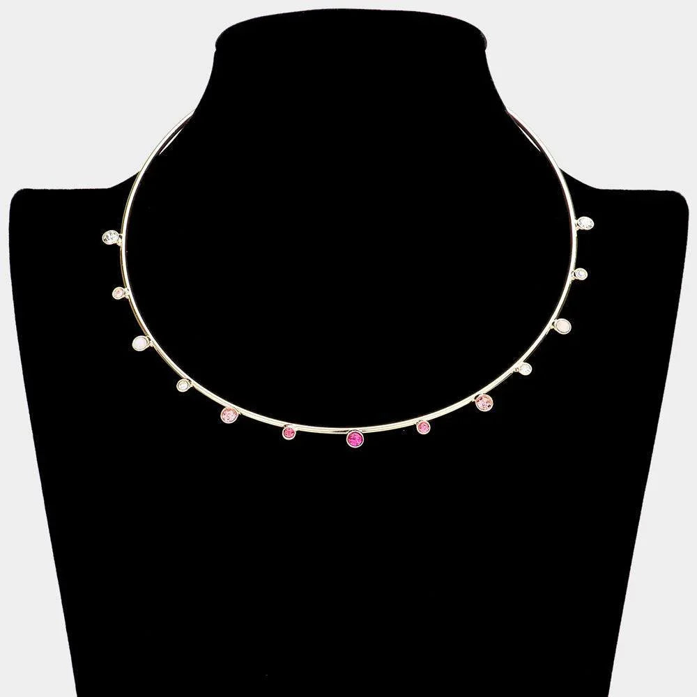 Pink Stone Pointed Choker Necklace - Jewelry Store by Erik Rayo