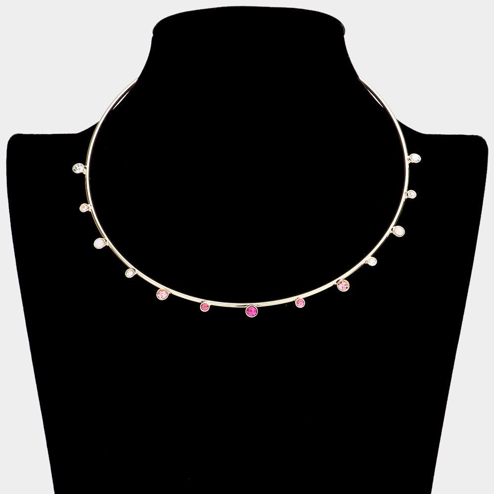 Pink Stone Pointed Choker Necklace