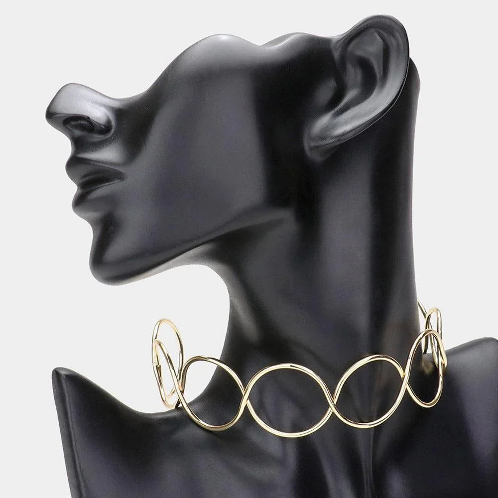 Gold Open Metal Link Choker Necklace - Jewelry Store by Erik Rayo