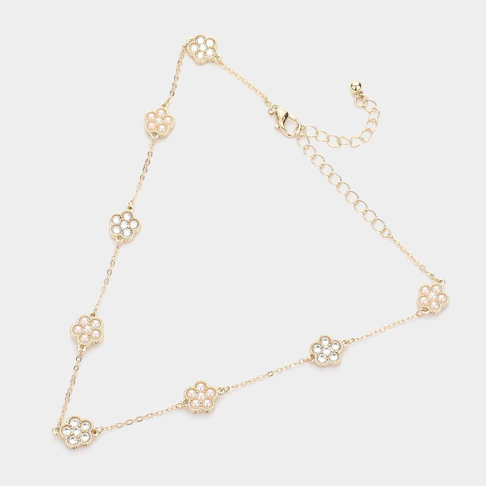 Cream Pearl Flower Strand Choker Necklace - Jewelry Store by Erik Rayo