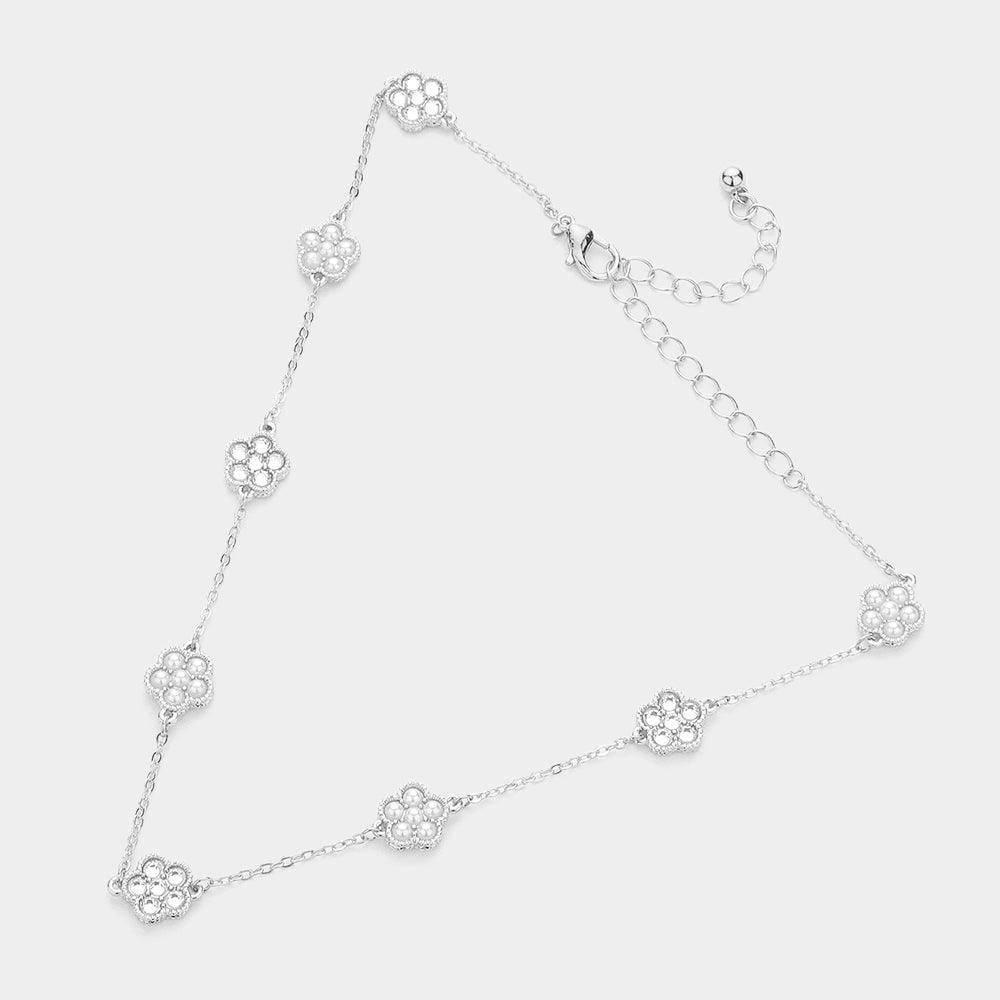 Cream Pearl Flower Strand Choker Necklace - Jewelry Store by Erik Rayo
