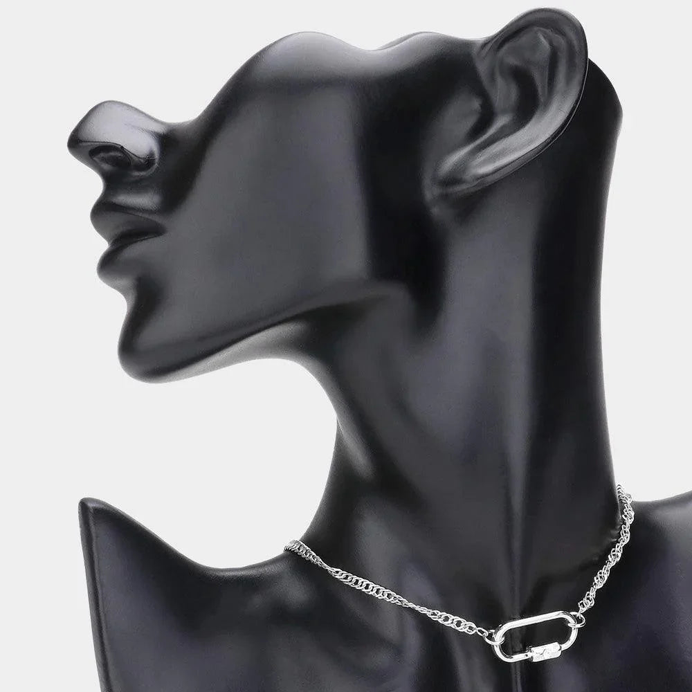 Stone Pointed Carabiner Pendant Choker Necklace - Jewelry Store by Erik Rayo