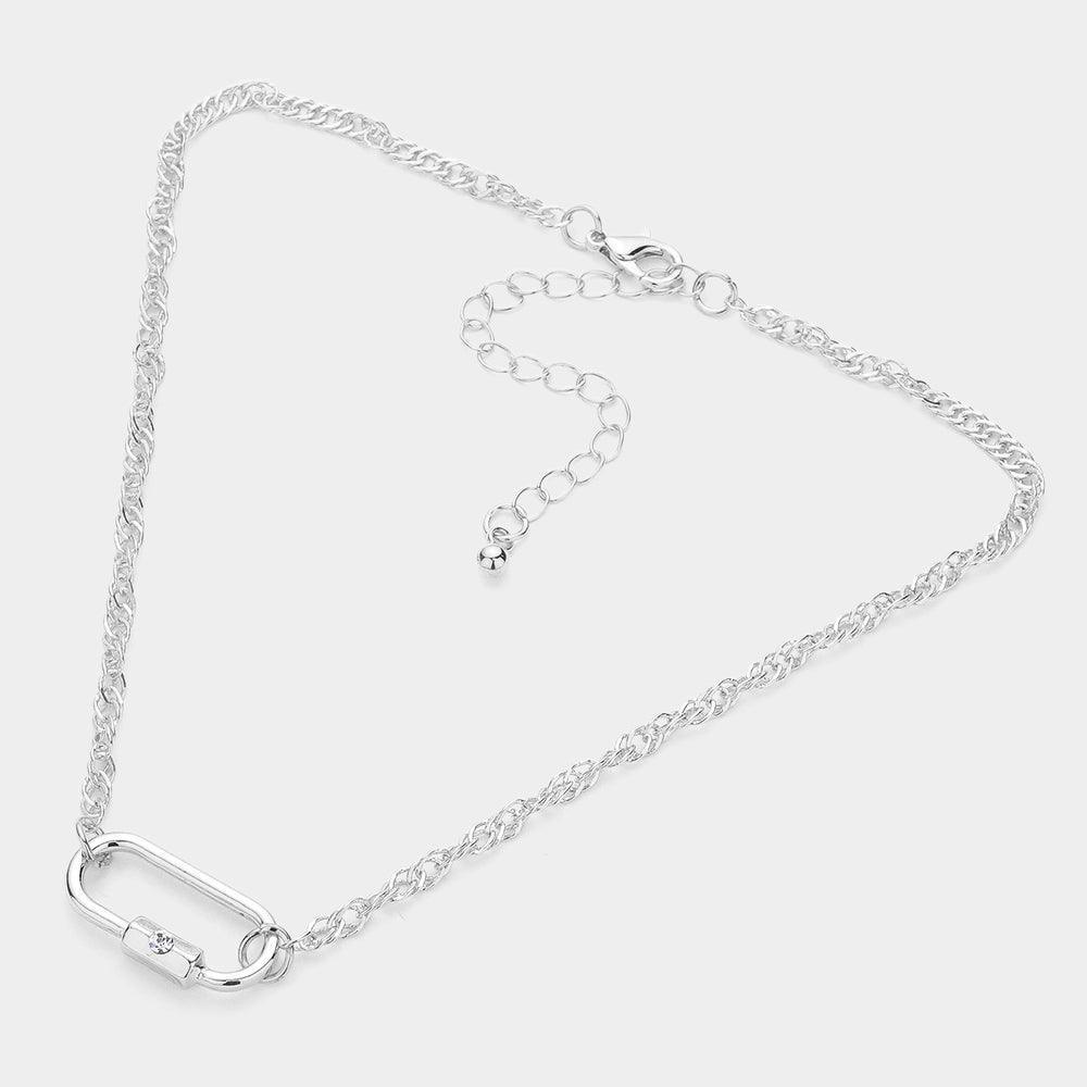 Stone Pointed Carabiner Pendant Choker Necklace - Jewelry Store by Erik Rayo