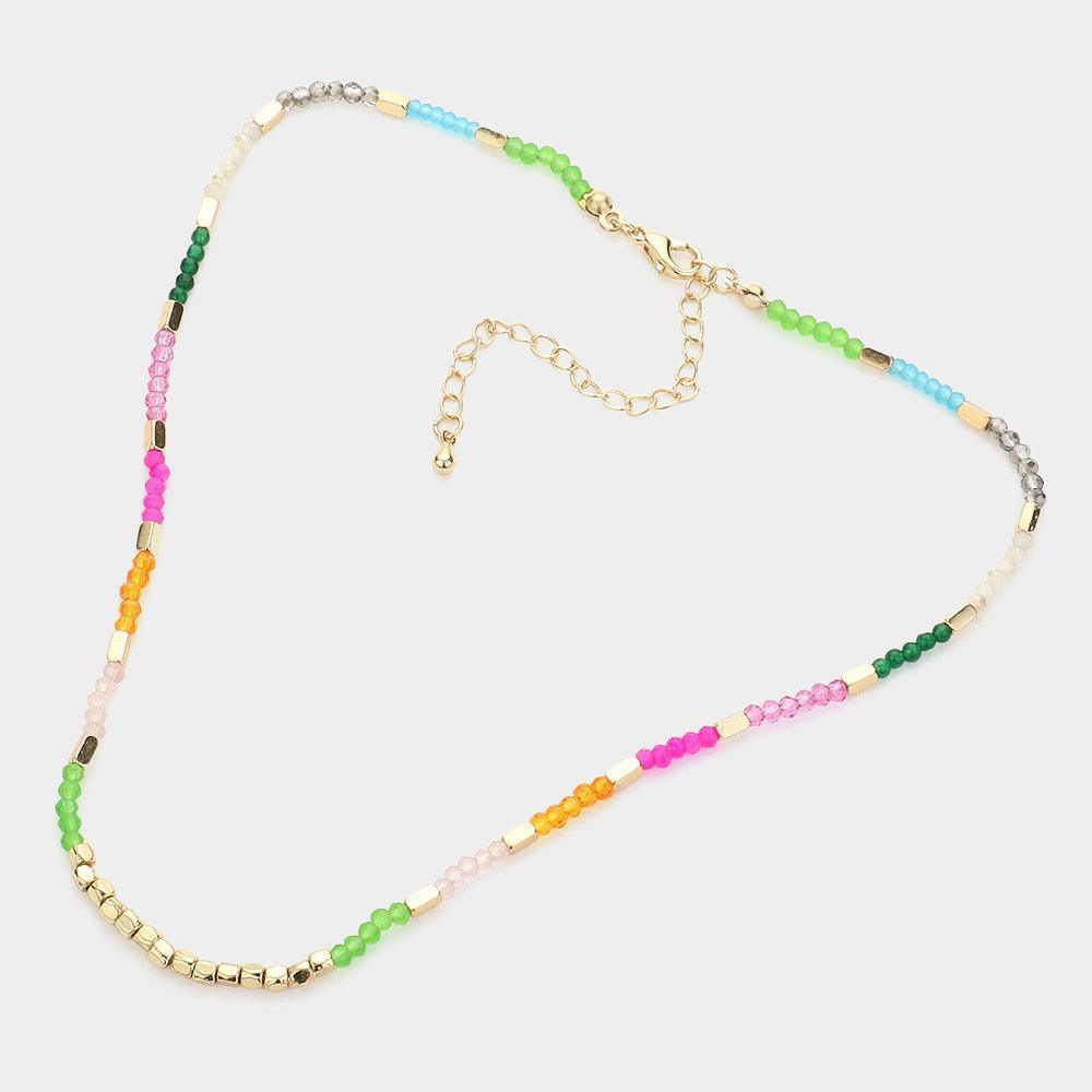 Gold Metal Beads Pointed Faceted Beaded Choker Necklace - Jewelry Store by Erik Rayo