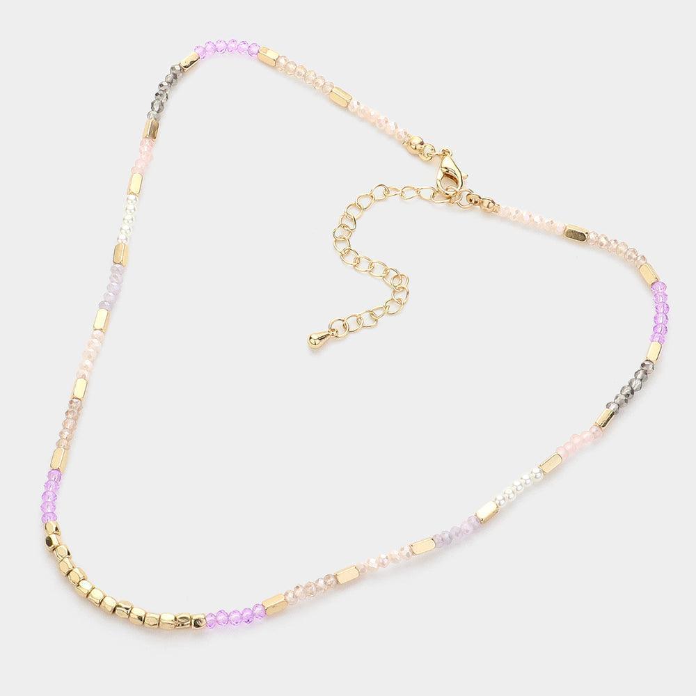 Gold Metal Beads Pointed Faceted Beaded Choker Necklace - Jewelry Store by Erik Rayo