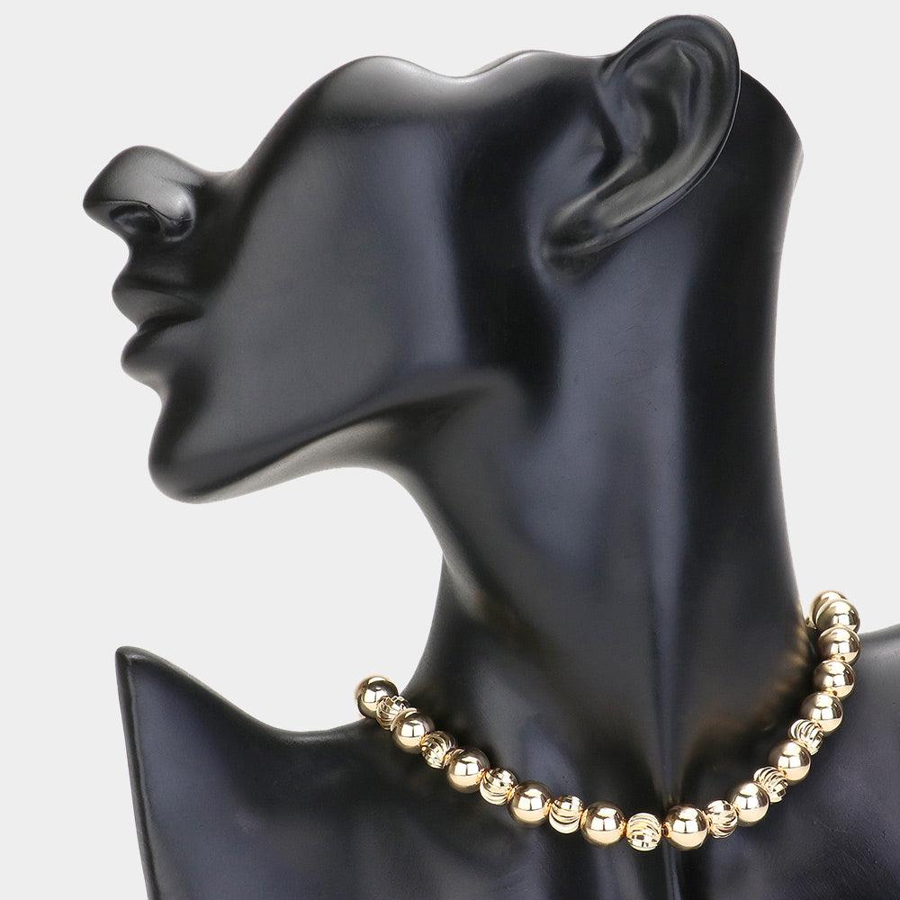 Gold Metal Ball Choker Necklace