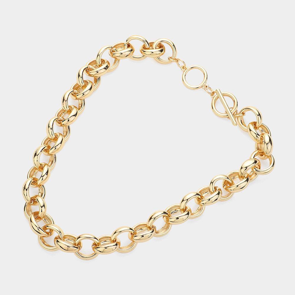 Gold Chunky Metal Chain Choker Necklace - Jewelry Store by Erik Rayo