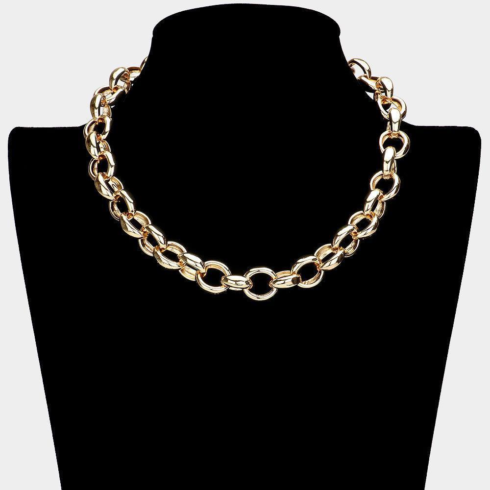 Gold Chunky Metal Chain Choker Necklace - Jewelry Store by Erik Rayo
