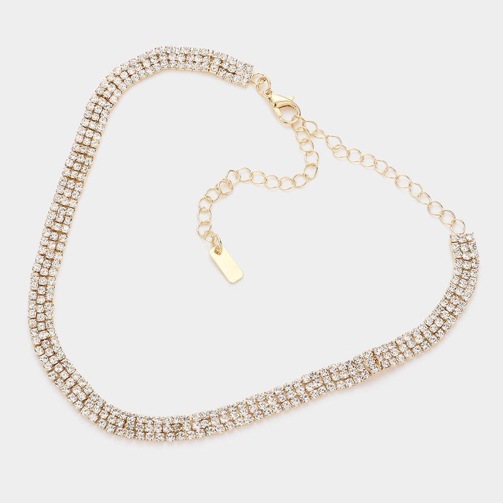Gold Rhinestone Choker Necklace - Jewelry Store by Erik Rayo