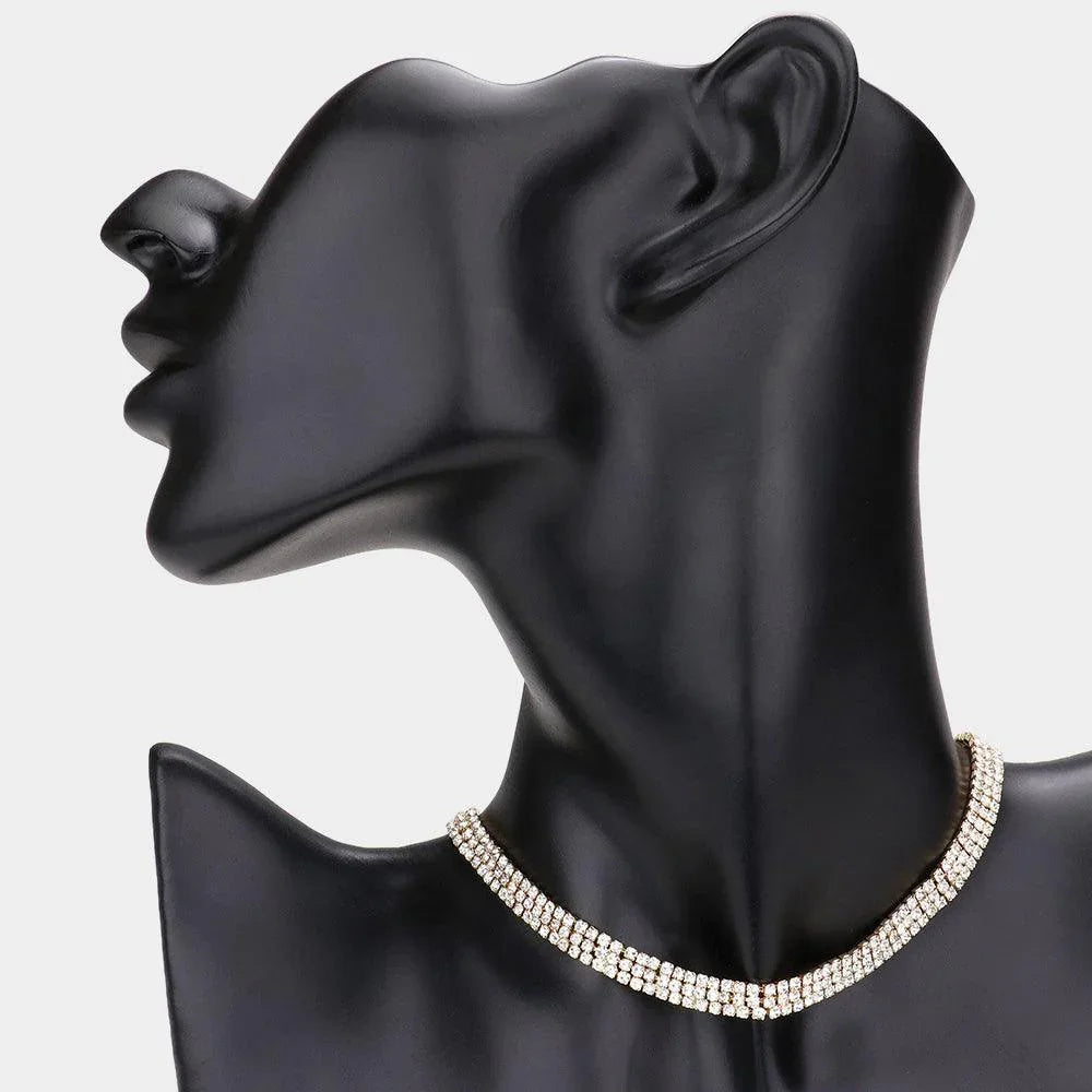 Gold Rhinestone Choker Necklace - Jewelry Store by Erik Rayo