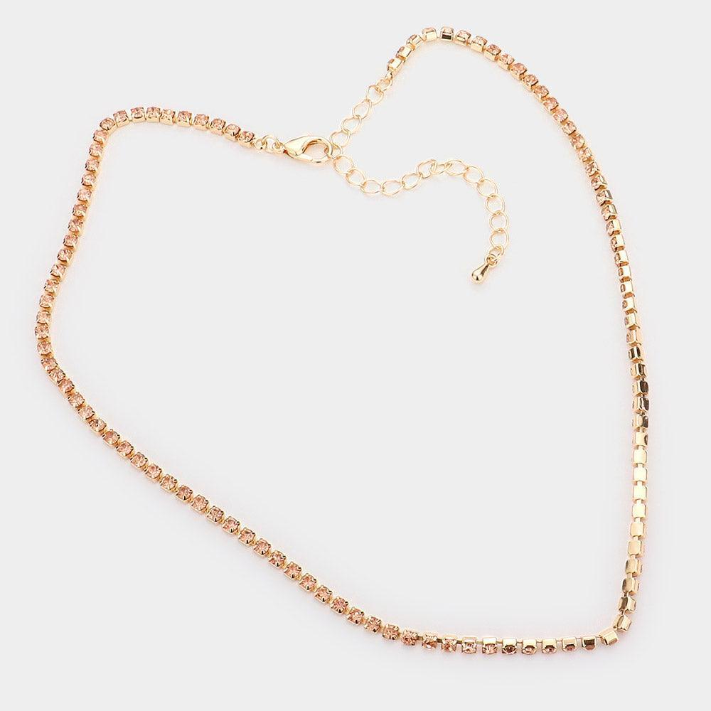 Peach Rhinestone Pave Choker Necklace - Jewelry Store by Erik Rayo