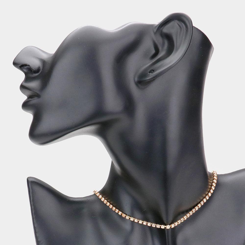 Peach Rhinestone Pave Choker Necklace - Jewelry Store by Erik Rayo
