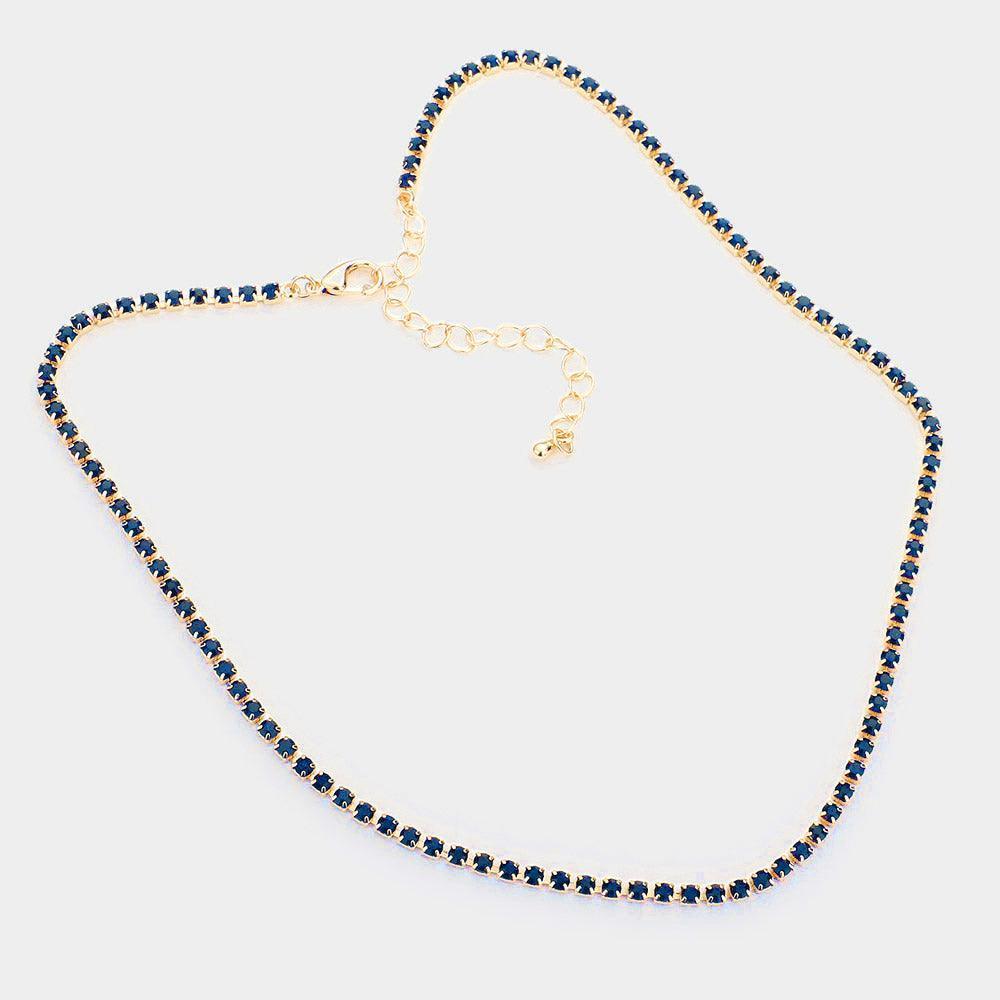 Blue Rhinestone Pave Choker Necklace - Jewelry Store by Erik Rayo
