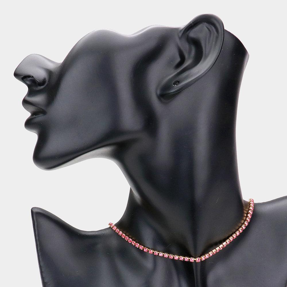Pink Rhinestone Pave Choker Necklace - Jewelry Store by Erik Rayo