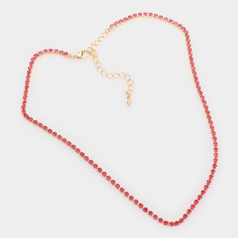 Pink Rhinestone Pave Choker Necklace - Jewelry Store by Erik Rayo