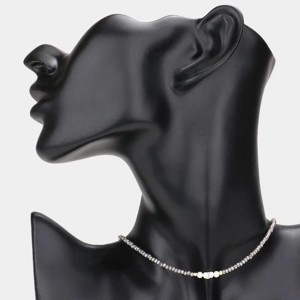Faceted Beaded Freshwater Pearl Accented Necklace - Jewelry Store by Erik Rayo