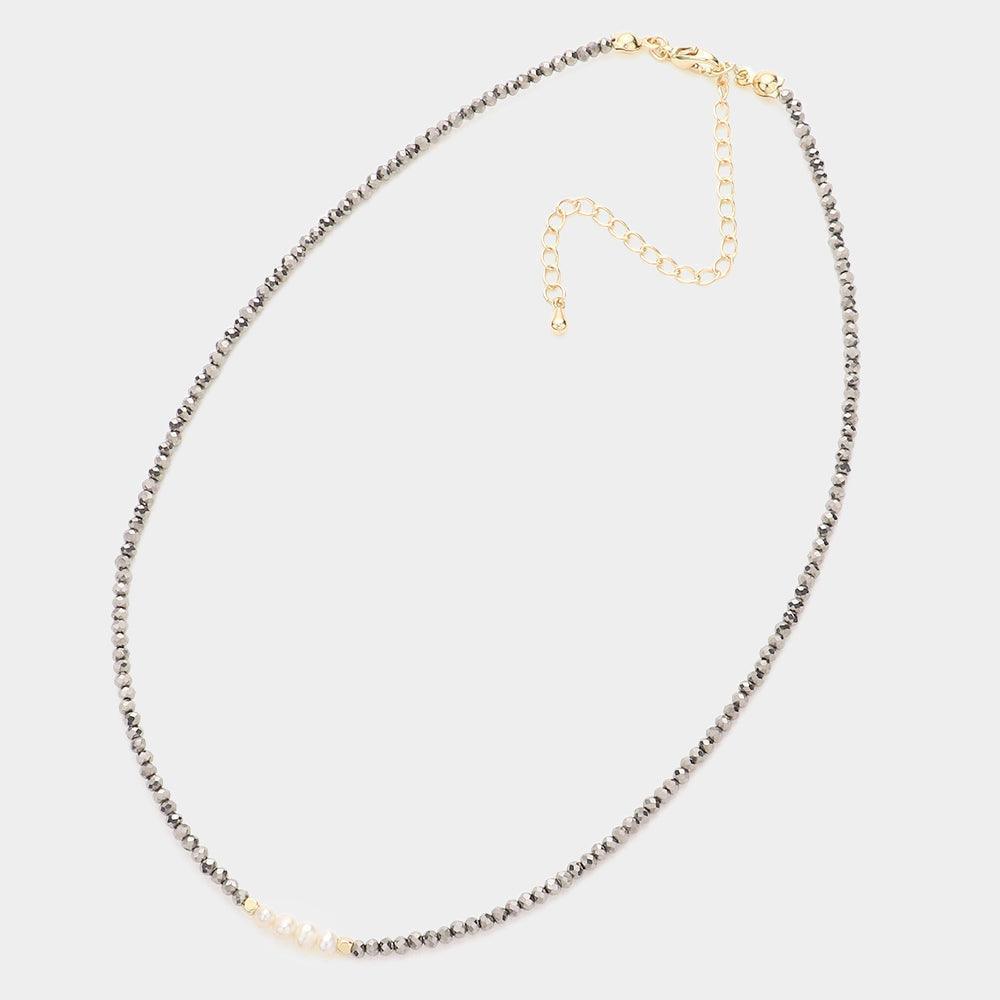 Faceted Beaded Freshwater Pearl Accented Necklace - Jewelry Store by Erik Rayo