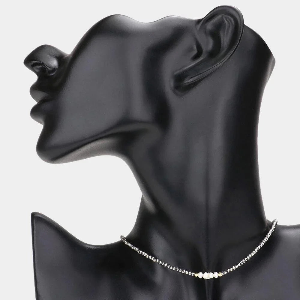 Faceted Beaded Freshwater Pearl Accented Necklace - Jewelry Store by Erik Rayo