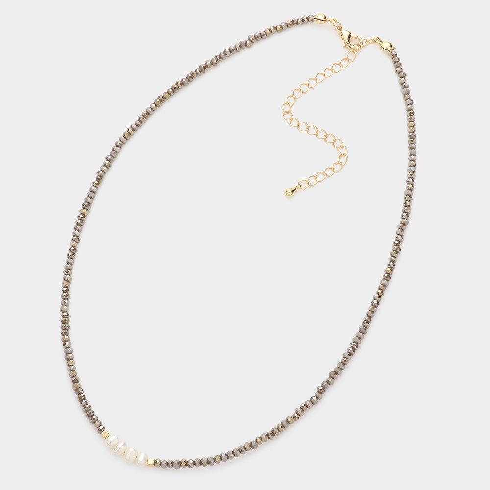 Brown Faceted Beaded Freshwater Pearl Accented Necklace - Jewelry Store by Erik Rayo