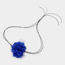 Load image into Gallery viewer, Blue Mesh Flower Wrapped Choker Necklace
