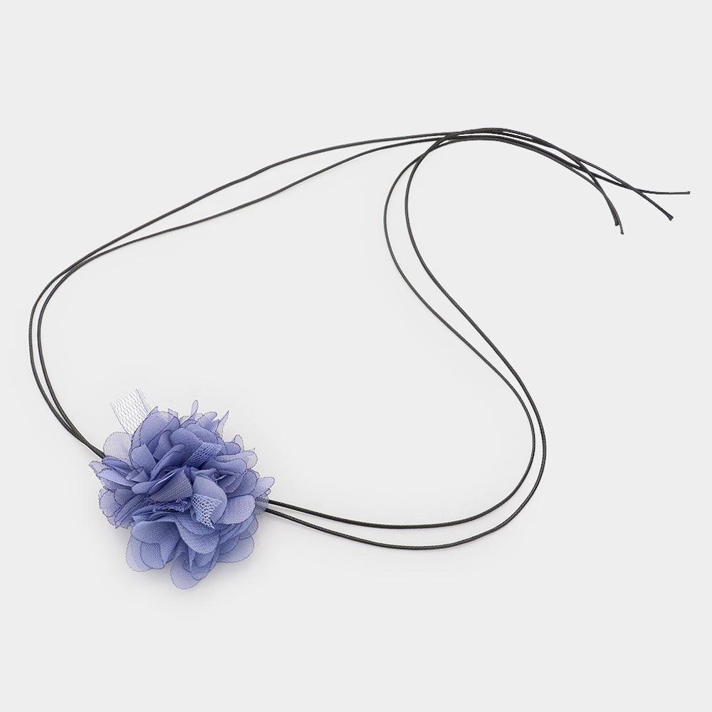 Blue Mesh Flower Wrapped Choker Necklace - Jewelry Store by Erik Rayo