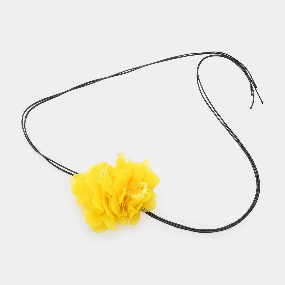 Yellow Mesh Flower Wrapped Choker Necklace - Jewelry Store by Erik Rayo