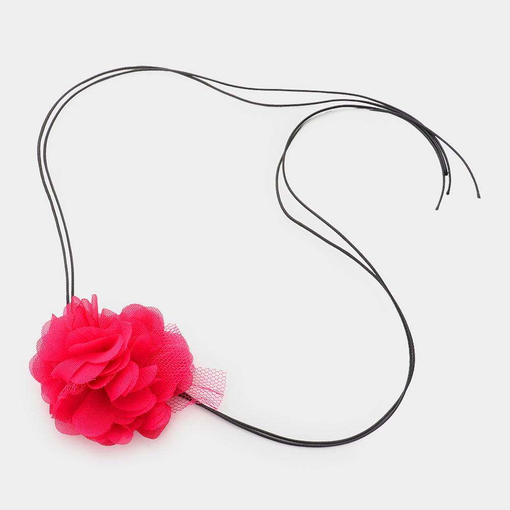 Pink Mesh Flower Wrapped Choker Necklace - Jewelry Store by Erik Rayo