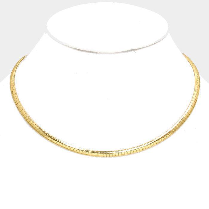 Gold Metal Omega Choker Necklace - Jewelry Store by Erik Rayo
