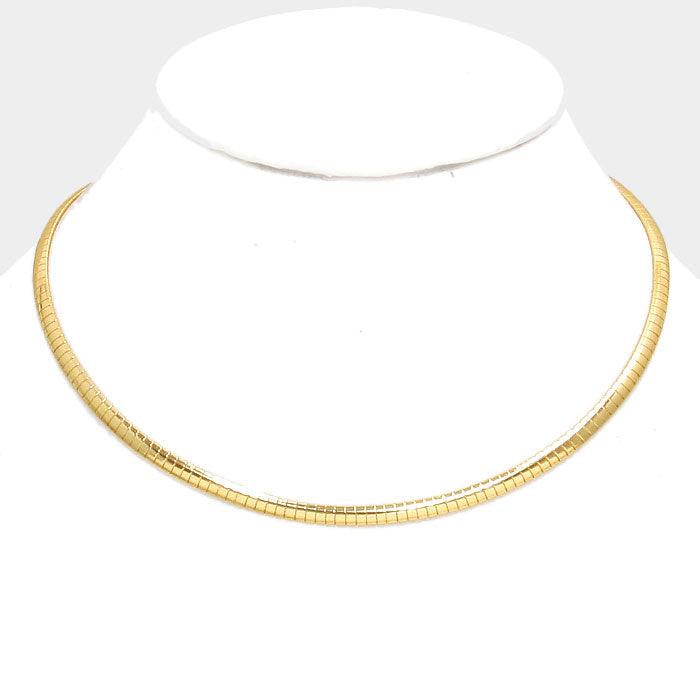 Gold Metal Omega Choker Necklace